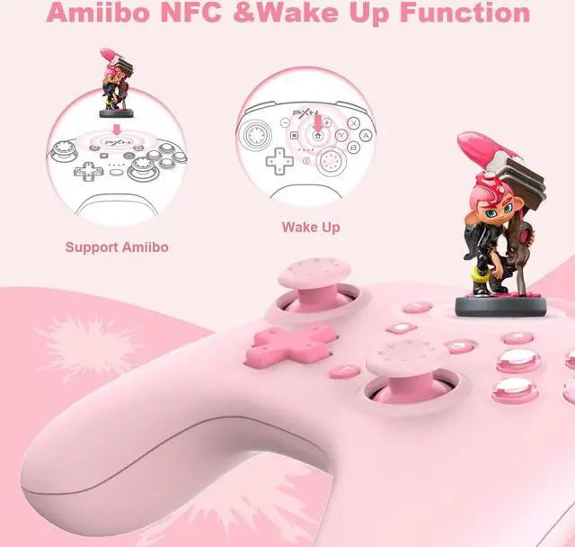 Alt view image 4 of 7 - PXN 9607X Wireless Switch Pro Controller, USB Rechargeable Dual Shock Gamepad Joystick Support NFC for Switch/Lite/OLED & PC & IOS (Pink)
