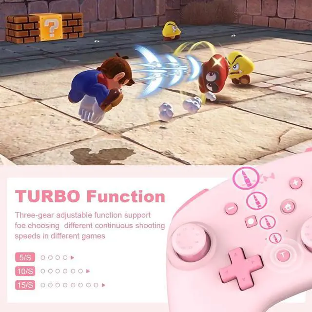 Alt view image 6 of 7 - PXN 9607X Wireless Switch Pro Controller, USB Rechargeable Dual Shock Gamepad Joystick Support NFC for Switch/Lite/OLED & PC & IOS (Pink)