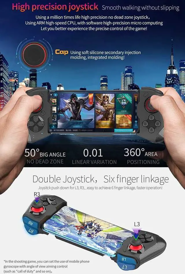 Alt view image 3 of 4 - Megadream Mobile Gaming Controller for iPhone iOS Android PC Wireless Gamepad Joystick for iPhone 15/14/12/11, iPad, MacBook, Samsung Galaxy S22/S21/S20, TCL, Tablet, PC - 18+ Hour Battery Life - COD