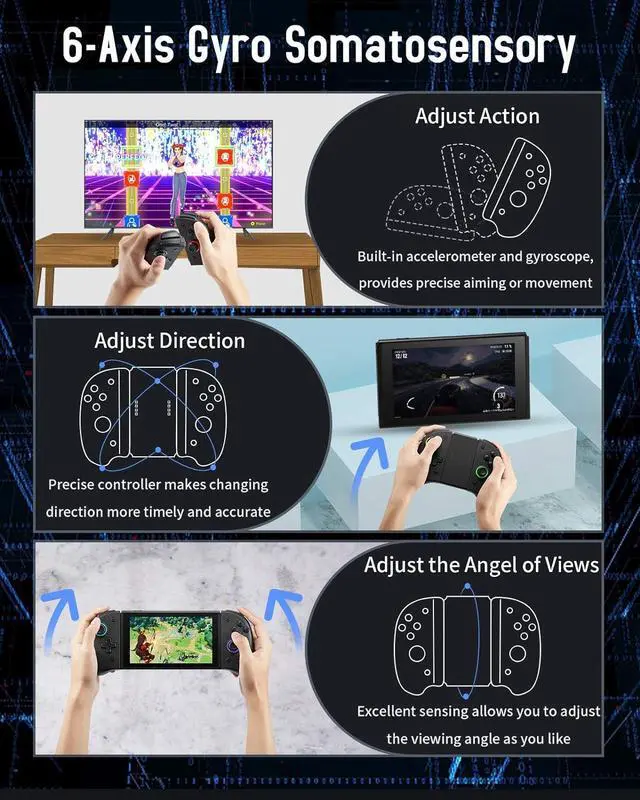 Alt view image 5 of 7 - Joypad for Nintendo Switch, Wireless Joy Con Replacement Switch Controller 8 Colors Adjustable LED Joypad Controller with Back Map Button/Turbo/Dual Shock/Motion Control L/R Remote Gamepad Joystick Co