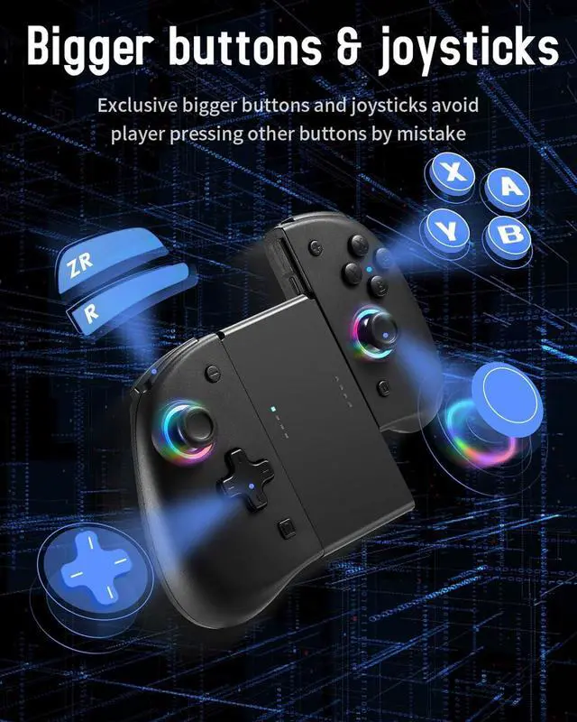 Alt view image 2 of 7 - Joypad for Nintendo Switch, Wireless Joy Con Replacement Switch Controller 8 Colors Adjustable LED Joypad Controller with Back Map Button/Turbo/Dual Shock/Motion Control L/R Remote Gamepad Joystick Co