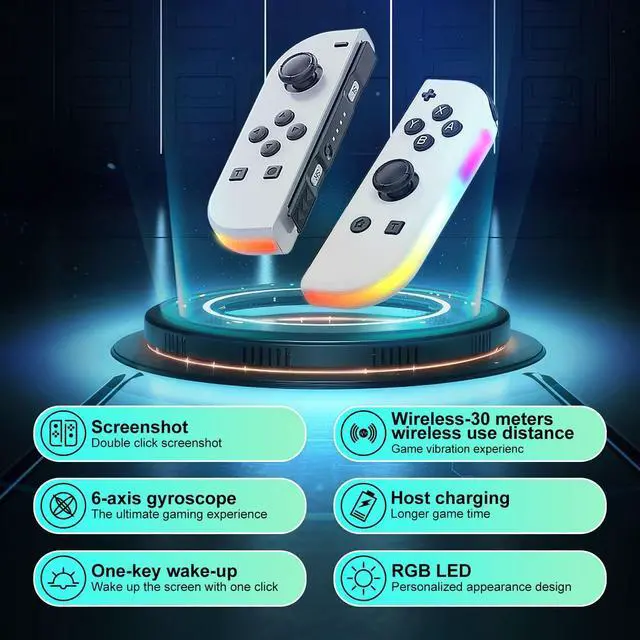 Alt view image 4 of 7 - Replacement for Nintendo Switch Controller, Compatible with Switch Controllers, Right and Left Wireless Joy-pad Controller, Support Double Vibration/Wake-up/Screenshot