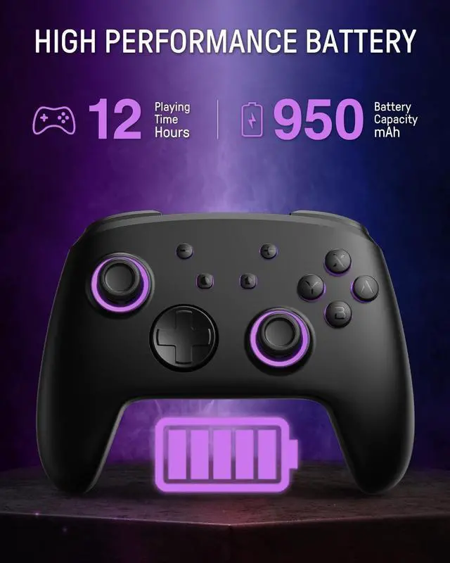 Alt view image 5 of 7 - [Luminous Pattern] Switch Pro Controller Wireless Compatible with Nintendo Switch Manette/OLED/Lite, FUNLAB Firefly Bluetooth Remote Gamepad with 7 LED Colors/Paddle/Turbo/Motion Control