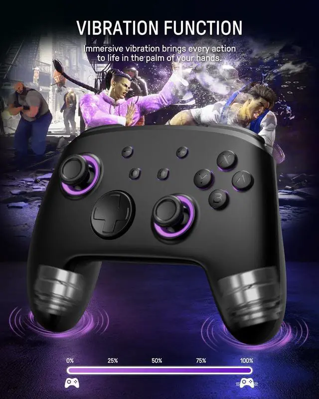 Alt view image 2 of 7 - [Luminous Pattern] Switch Pro Controller Wireless Compatible with Nintendo Switch Manette/OLED/Lite, FUNLAB Firefly Bluetooth Remote Gamepad with 7 LED Colors/Paddle/Turbo/Motion Control