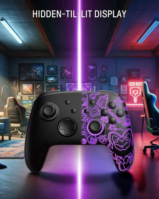 Alt view image 3 of 7 - [Luminous Pattern] Switch Pro Controller Wireless Compatible with Nintendo Switch Manette/OLED/Lite, FUNLAB Firefly Bluetooth Remote Gamepad with 7 LED Colors/Paddle/Turbo/Motion Control
