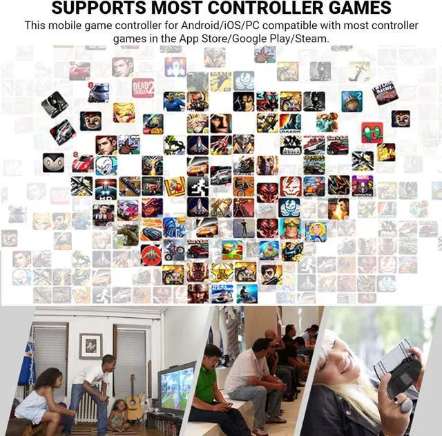 Alt view image 3 of 7 - arVin Gaming Controller for iPad/iPad Mini/iPad Air, iPhone 14/13/12/11, iOS, Tablet Android Gamepad for Samsung Galaxy Tab, Huawei MatePad, Yoga Tab[Within 5-11 inch] PC Game Joystick for COD, Steam