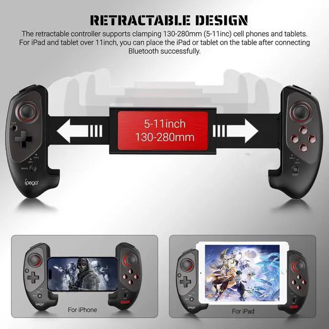 Alt view image 5 of 7 - arVin Gaming Controller for iPad/iPad Mini/iPad Air, iPhone 14/13/12/11, iOS, Tablet Android Gamepad for Samsung Galaxy Tab, Huawei MatePad, Yoga Tab[Within 5-11 inch] PC Game Joystick for COD, Steam