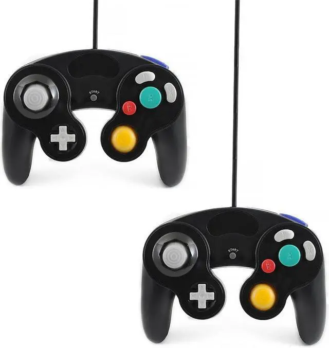 Main image of QUMOX 2 X black wired classic controller joypad gamepad for Ntdo game-cube gc & wii