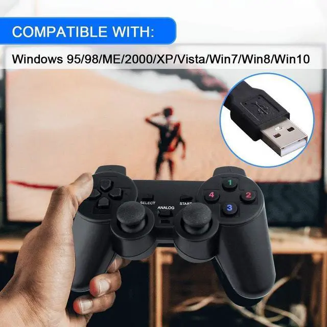 Alt view image 6 of 7 - SQDeal USB Dual Shock Joystick Gamepad Gaming Controller [Double Vibration Feedback Motors] for PC Computer Laptop Window (Black)