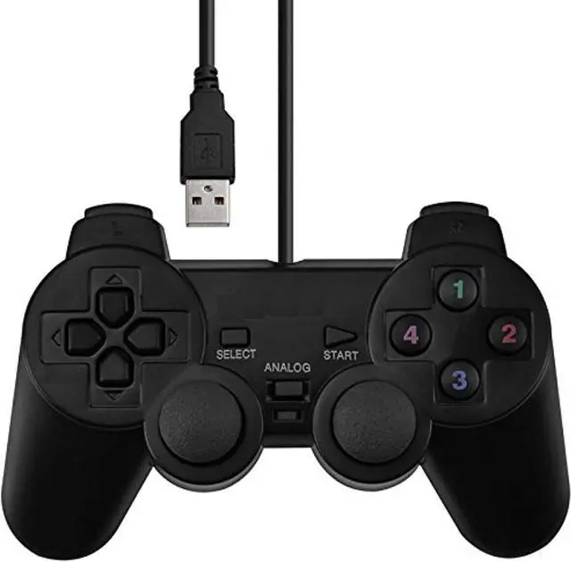 Main image of SQDeal USB Dual Shock Joystick Gamepad Gaming Controller [Double Vibration Feedback Motors] for PC Computer Laptop Window (Black)