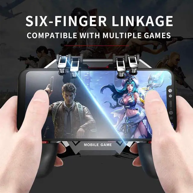 Alt view image 4 of 7 - Newseego Mobile Game Controller, [Upgrade] Phone Controller Gamepad with L1R1 6 Fingers Trigger for Shooter Sensitive and Aim Trigger Controller for Android & iOS for Knives Out