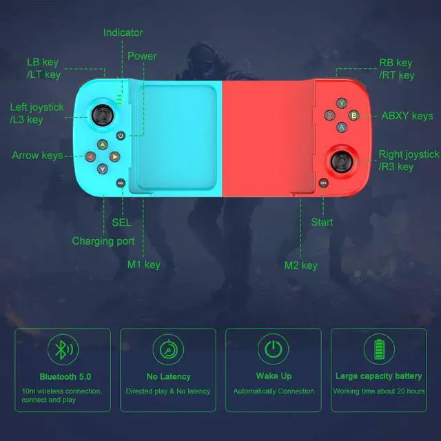 Alt view image 7 of 7 - Megadream Mobile Game Controller Gamepad for iPhone iOS Android PC: Works with iPhone 15/14/13/12/11/X, iPad, Samsung Galaxy, Motorola, TCL, Tablet, Apex Legends, Call of Duty - Wireless Connection