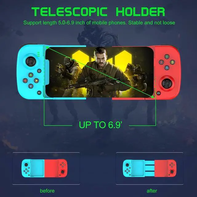 Alt view image 5 of 7 - Megadream Mobile Game Controller Gamepad for iPhone iOS Android PC: Works with iPhone 15/14/13/12/11/X, iPad, Samsung Galaxy, Motorola, TCL, Tablet, Apex Legends, Call of Duty - Wireless Connection