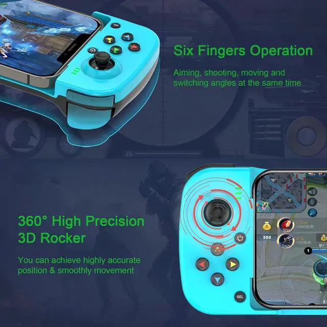Alt view image 3 of 7 - Megadream Mobile Game Controller Gamepad for iPhone iOS Android PC: Works with iPhone 15/14/13/12/11/X, iPad, Samsung Galaxy, Motorola, TCL, Tablet, Apex Legends, Call of Duty - Wireless Connection