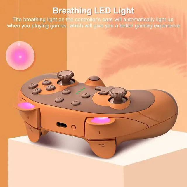 Alt view image 6 of 7 - PowerLead Switch Controller - Cute Raccoon Animal Wireless Switch Controller for Switch Lite/OLED/PC, Switch Pro Controller Remote Gamepad Joystick with Turbo/Motion Control/Wake-up, Vibration