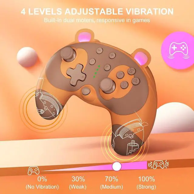 Alt view image 4 of 7 - PowerLead Switch Controller - Cute Raccoon Animal Wireless Switch Controller for Switch Lite/OLED/PC, Switch Pro Controller Remote Gamepad Joystick with Turbo/Motion Control/Wake-up, Vibration