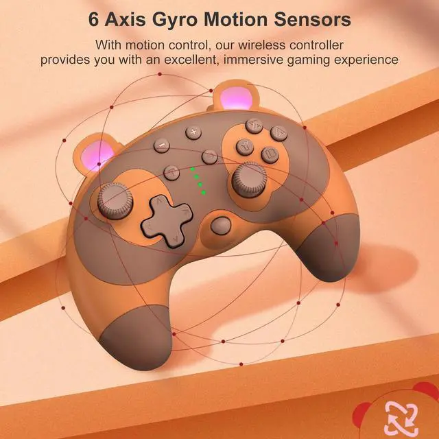 Alt view image 5 of 7 - PowerLead Switch Controller - Cute Raccoon Animal Wireless Switch Controller for Switch Lite/OLED/PC, Switch Pro Controller Remote Gamepad Joystick with Turbo/Motion Control/Wake-up, Vibration