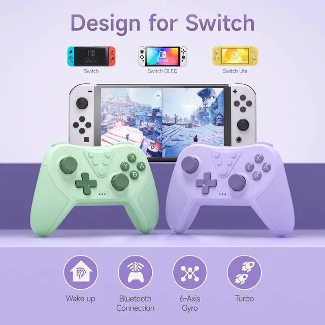 Alt view image 6 of 7 - Switch Controller, Wireless Pro Controller for Switch/Switch Lite/Switch OLED, Switch Remote Gamepad with Joystick, Adjustable Turbo Vibration, Ergonomic Non-Slip