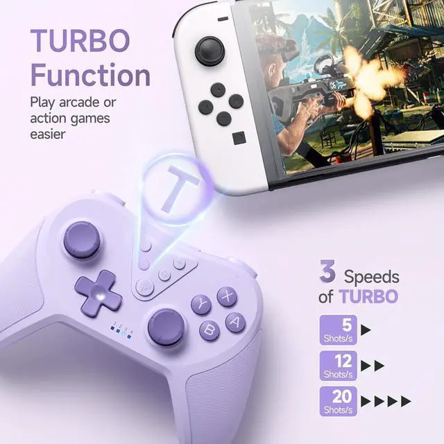 Alt view image 3 of 7 - Switch Controller, Wireless Pro Controller for Switch/Switch Lite/Switch OLED, Switch Remote Gamepad with Joystick, Adjustable Turbo Vibration, Ergonomic Non-Slip