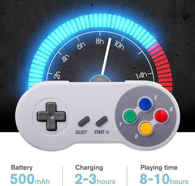 Alt view image 3 of 7 - 2 Pack 2.4GHz Wireless Controller for Original SNES Console, kiwitatá Remote Wireless Gamepad Controller for SNES Super Entertainment System-7 Pin Connector