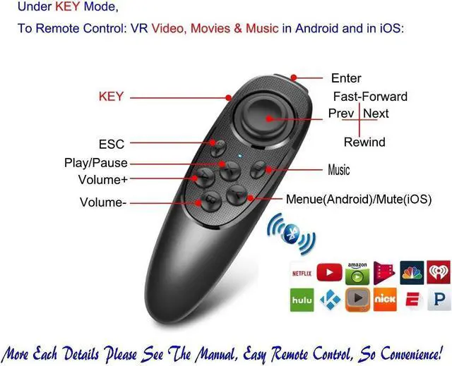 Alt view image 6 of 7 - VR Remote Controller Gamepad Bluetooth Control VR Video, Film, Game, Selfie, Flip E-book/PPT/Nook page, Mouse, in Virtual Reality Headset 3D Glasses PC Tablet laptop Samsung Gear VR iPhone Smart Phone