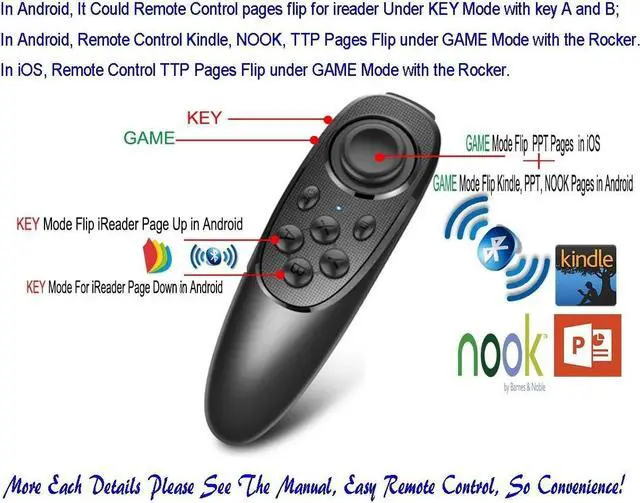 Alt view image 4 of 7 - VR Remote Controller Gamepad Bluetooth Control VR Video, Film, Game, Selfie, Flip E-book/PPT/Nook page, Mouse, in Virtual Reality Headset 3D Glasses PC Tablet laptop Samsung Gear VR iPhone Smart Phone