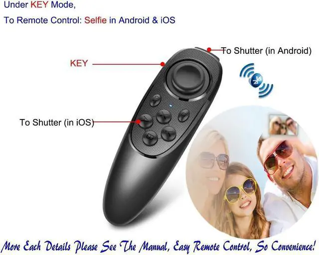 Alt view image 2 of 7 - VR Remote Controller Gamepad Bluetooth Control VR Video, Film, Game, Selfie, Flip E-book/PPT/Nook page, Mouse, in Virtual Reality Headset 3D Glasses PC Tablet laptop Samsung Gear VR iPhone Smart Phone