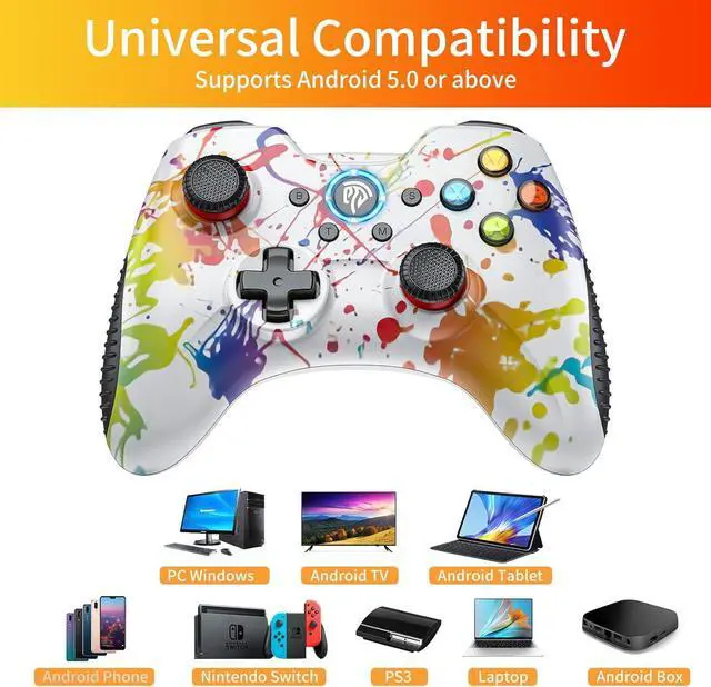 Alt view image 2 of 7 - 2024 NewEasySMX Wireless Gaming Controller for Windows 7 8 10 11 PC/PS3/Android/Nintendo Switch/Steam, Dual-Vibration Gamepad Joystick Computer Game Controller With Turbo, 14 Hours Working Battery