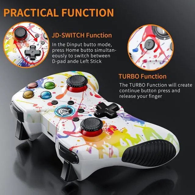 Alt view image 5 of 7 - 2024 NewEasySMX Wireless Gaming Controller for Windows 7 8 10 11 PC/PS3/Android/Nintendo Switch/Steam, Dual-Vibration Gamepad Joystick Computer Game Controller With Turbo, 14 Hours Working Battery