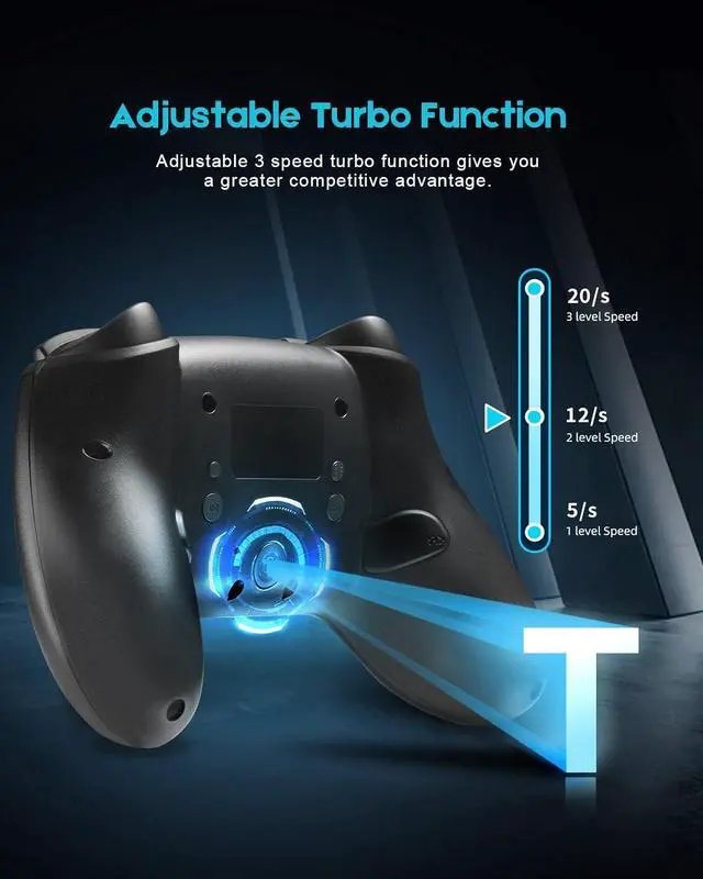 Alt view image 3 of 7 - YKOEX Switch Controller, 9 LED Colors, Switch Pro Controller Compatible with Switch/Switch OLED/Switch Lite, Wireless Gamepad with Back Buttons/Programmable/Motion Control/Dual Vibration/Turbo/Black