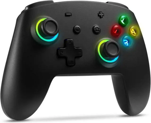 Main image of YKOEX Switch Controller, 9 LED Colors, Switch Pro Controller Compatible with Switch/Switch OLED/Switch Lite, Wireless Gamepad with Back Buttons/Programmable/Motion Control/Dual Vibration/Turbo/Black