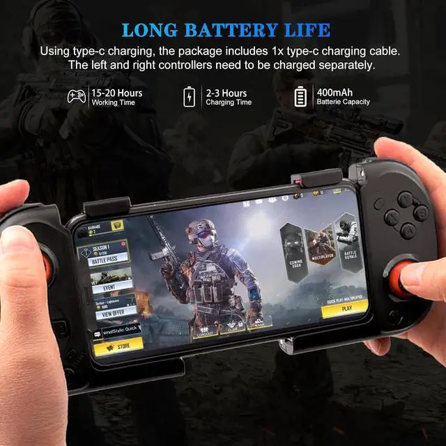 Alt view image 3 of 7 - Joso Mobile Gaming Controller for iPhone, Android, Direct Play, Portable Bluetooth Mini Controller Gamepad Joystick with Magnetic Storage for iPhone 14 13 12 Pro Max, Galaxy S23 S22 S21 Ultra, COD