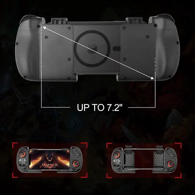 Alt view image 6 of 7 - Joso Mobile Gaming Controller for iPhone, Android, Direct Play, Portable Bluetooth Mini Controller Gamepad Joystick with Magnetic Storage for iPhone 14 13 12 Pro Max, Galaxy S23 S22 S21 Ultra, COD