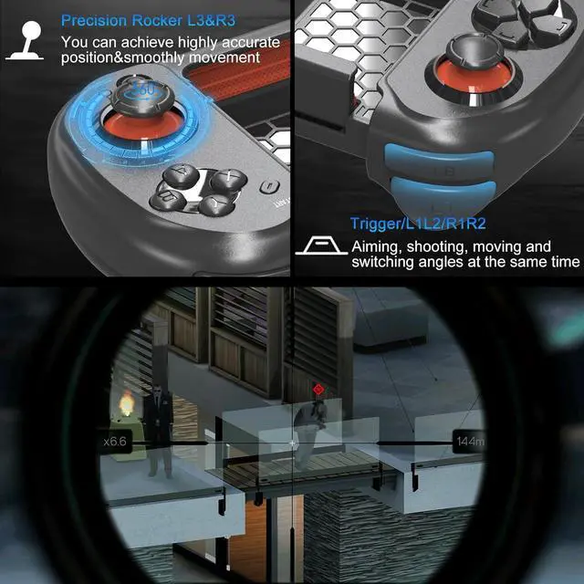 Alt view image 4 of 7 - Joso Mobile Gaming Controller for iPhone, Android, Direct Play, Portable Bluetooth Mini Controller Gamepad Joystick with Magnetic Storage for iPhone 14 13 12 Pro Max, Galaxy S23 S22 S21 Ultra, COD