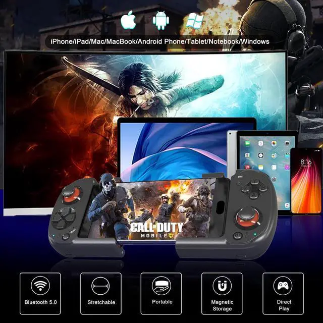 Alt view image 5 of 7 - Joso Mobile Gaming Controller for iPhone, Android, Direct Play, Portable Bluetooth Mini Controller Gamepad Joystick with Magnetic Storage for iPhone 14 13 12 Pro Max, Galaxy S23 S22 S21 Ultra, COD