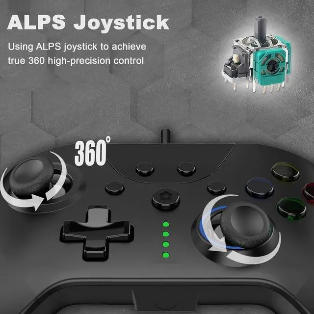 Alt view image 6 of 7 - GCHT GAMING SP1048 Wired Gaming Controller for Windows PC (Steam), Nintendo Switch, Steam Deck, PC Controller with High-Precision joystick and Linear Hall Trigger, Back Buttons, Turbo, and Vibration
