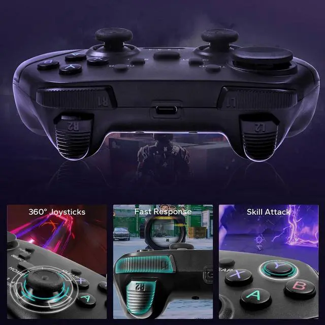 Alt view image 4 of 7 - arVin Game Controller for iPhone/iOS/Android/PC/Steam Deck with Phone Holder, Turbo, Wireless Gamepad Joystick for iPhone 14/13/12/iPad/MacBook/Samsung Galaxy/Tablet, Call of Duty, Apex -Direct Play