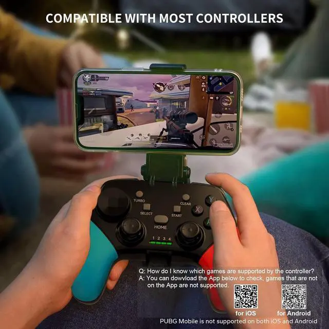 Alt view image 5 of 7 - arVin Game Controller for iPhone/iOS/Android/PC/Steam Deck with Phone Holder, Turbo, Wireless Gamepad Joystick for iPhone 14/13/12/iPad/MacBook/Samsung Galaxy/Tablet, Call of Duty, Apex -Direct Play