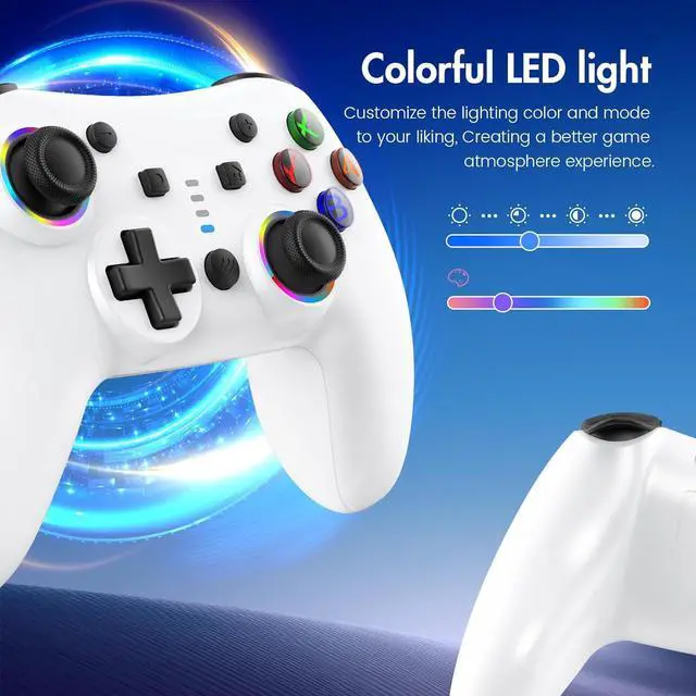 Alt view image 3 of 7 - Antstech Controller for Switch, Wireless Controller Compatible with Switch/Switch Lite/PC, Wireless Gamepad with 7 LED Colors, Motor Vibration, and Turbo Function