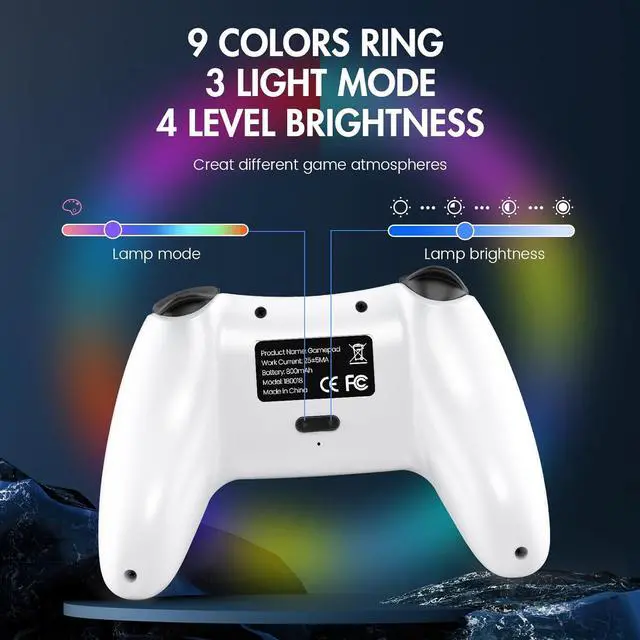 Alt view image 5 of 7 - Antstech Controller for Switch, Wireless Controller Compatible with Switch/Switch Lite/PC, Wireless Gamepad with 7 LED Colors, Motor Vibration, and Turbo Function