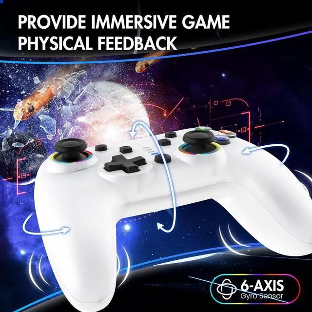 Alt view image 4 of 7 - Antstech Controller for Switch, Wireless Controller Compatible with Switch/Switch Lite/PC, Wireless Gamepad with 7 LED Colors, Motor Vibration, and Turbo Function