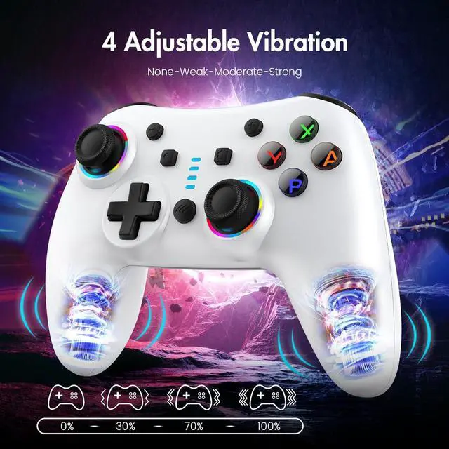 Alt view image 6 of 7 - Antstech Controller for Switch, Wireless Controller Compatible with Switch/Switch Lite/PC, Wireless Gamepad with 7 LED Colors, Motor Vibration, and Turbo Function