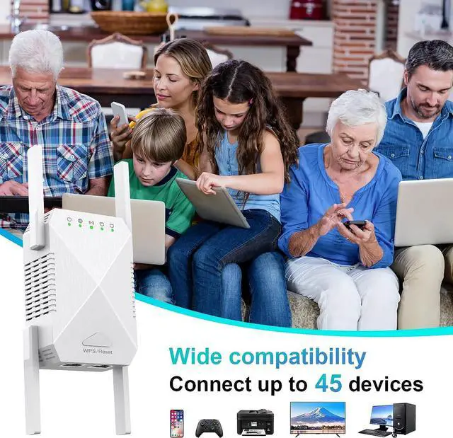 Alt view image 4 of 7 - WiFi Extender, 2024 Fastest WiFi Booster 1200Mbps Dual Band (5GHz/2.4GHz) WiFi Extenders Signal Booster for Home, Internet Booster WiFi Repeater Covers up to 10000sq. ft and 45 Devices (White)