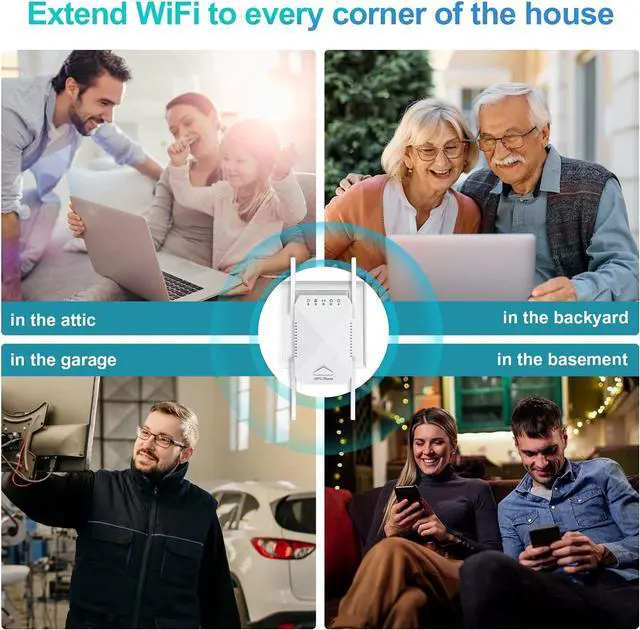 Alt view image 7 of 7 - WiFi Extender, 2024 Fastest WiFi Booster 1200Mbps Dual Band (5GHz/2.4GHz) WiFi Extenders Signal Booster for Home, Internet Booster WiFi Repeater Covers up to 10000sq. ft and 45 Devices (White)