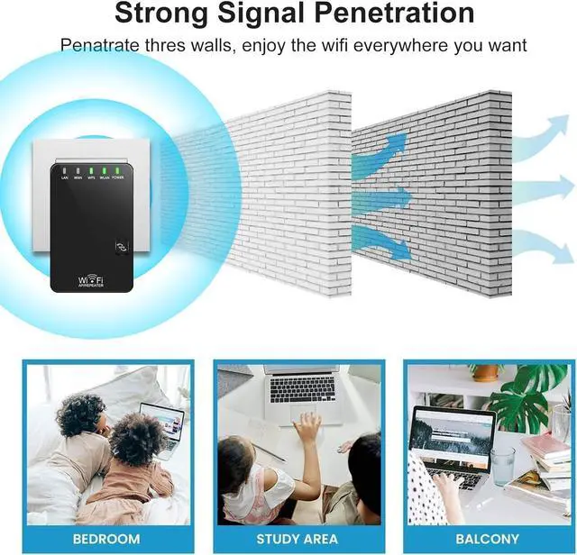 Alt view image 3 of 7 - WiFi Booster/WiFi Range Extender, 300Mbps 2.4GHz WiFi Extender Signal Booster Mini Compact Amplificateur WiFi with Fast Ethernet Port, WPS Button,3 in 1 AP/Router/Repeater, Works with Any WiFi Router