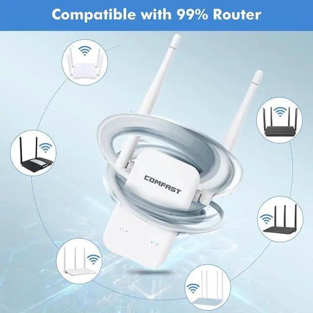 Alt view image 7 of 7 - WiFi Extender/Repeater WiFi Booster/WiFi Range Extender WiFi Signal Booster Amplifier, Covers up to 5000sq.ft & 35+ Devices, 2.4G 300Mbps Home Internet Booster, WPS Quick Setup, High Transmission Rate
