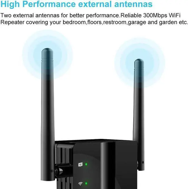 Alt view image 3 of 7 - WiFi Extender, 300Mbps WiFi Booster WiFi Range Extender WiFi Internet Booster for Home Single Band 2.4GHz, WPS Setup, WiFi Repeater with Ethernet Port, Covers Up to 1200 Sq.ft and 45 Devices