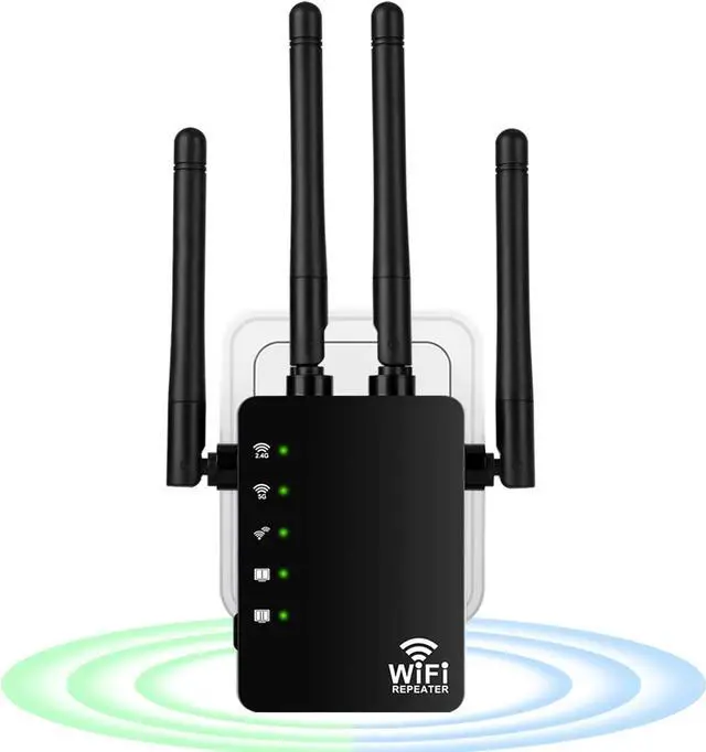 Main image of 1200Mbps WiFi Extender Internet Booster, Dual Band WiFi Repeater 2.4GHz 300Mbps&5GHz 867Mbps, Mini WiFi Range Extender with Fast Ethernet Ports,Compatible with All Routers
