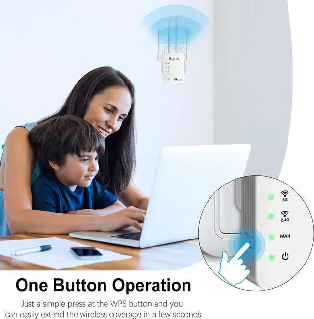 Alt view image 4 of 7 - WiFi Booster/WiFi Range Extender AC 1200Mbps Dual Band (5GHz&867Mbps/2.4GHz&300Mbps) WiFi Repeater with Ethernet Port-Covers Up to 2,000 Sq.ft and 35 Devices, Quick Setup, Internet Booster for Home