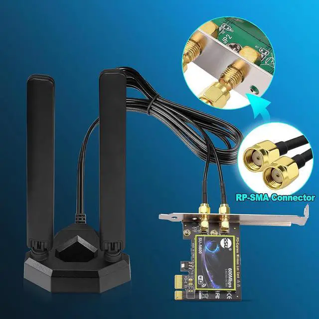 Alt view image 6 of 7 - Eightwood WiFi 6E Tri-Band Antenna 6GHz 5GHz 2.4GHz Gaming WiFi Antenna Magnetic Base with 6.5ft Extension Cable for PC Desktop Computer PCIe WiFi 6E Card, WiFi Router